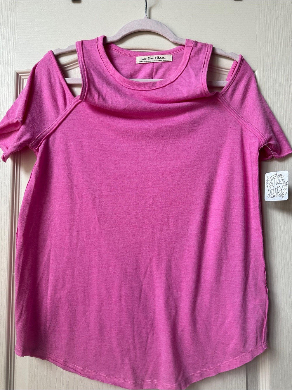 We The Free Bright Pink Cold-Shoulder Tank Top